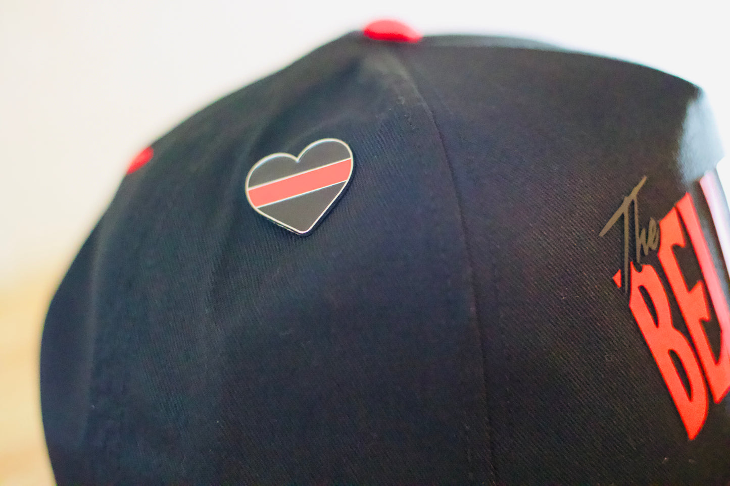 Thin Red Line Heart Hat Pin image 1