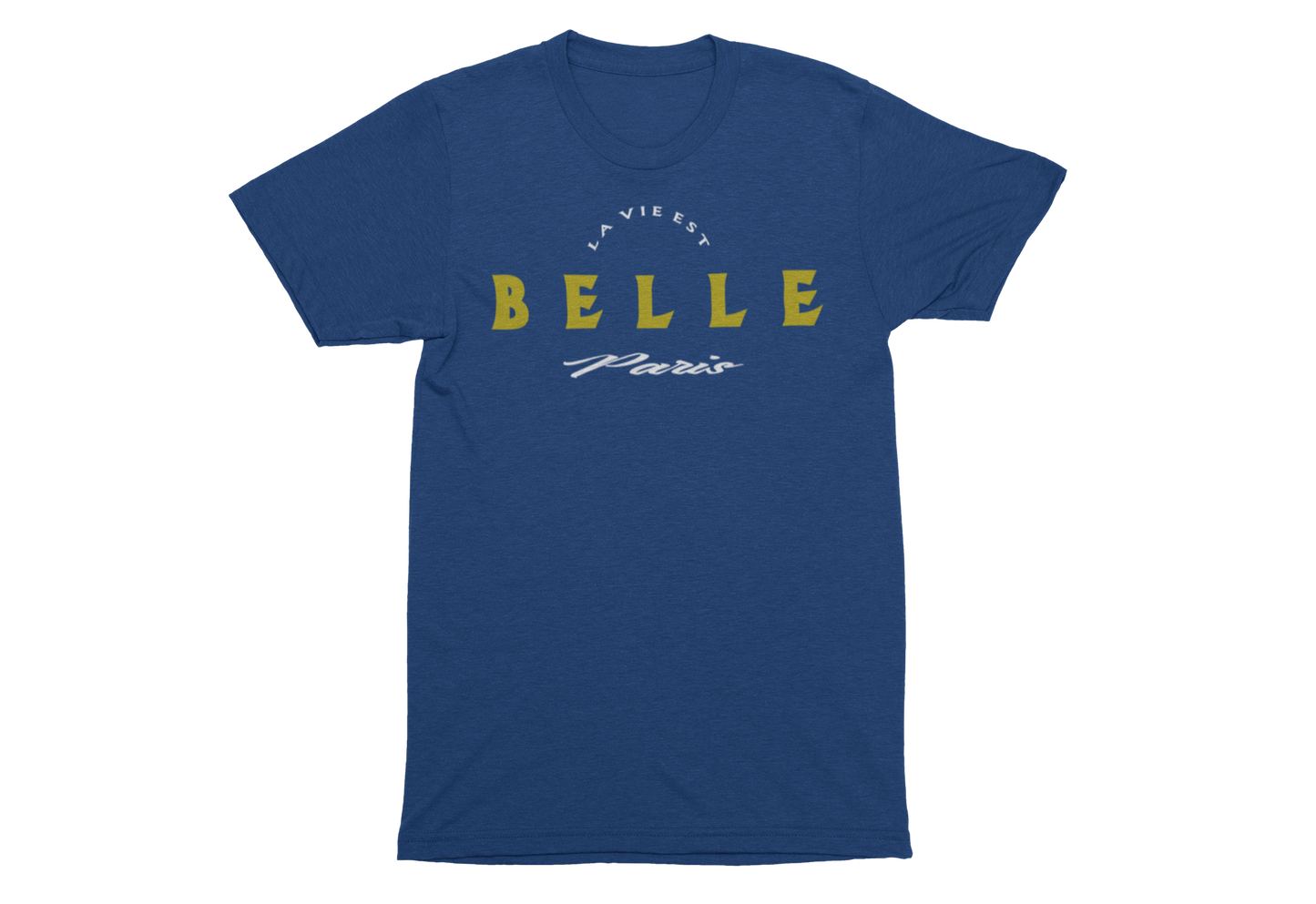 Navy/Gold/White Unisex La Vie Est Belle Short Sleeve T-Shirt image 0
