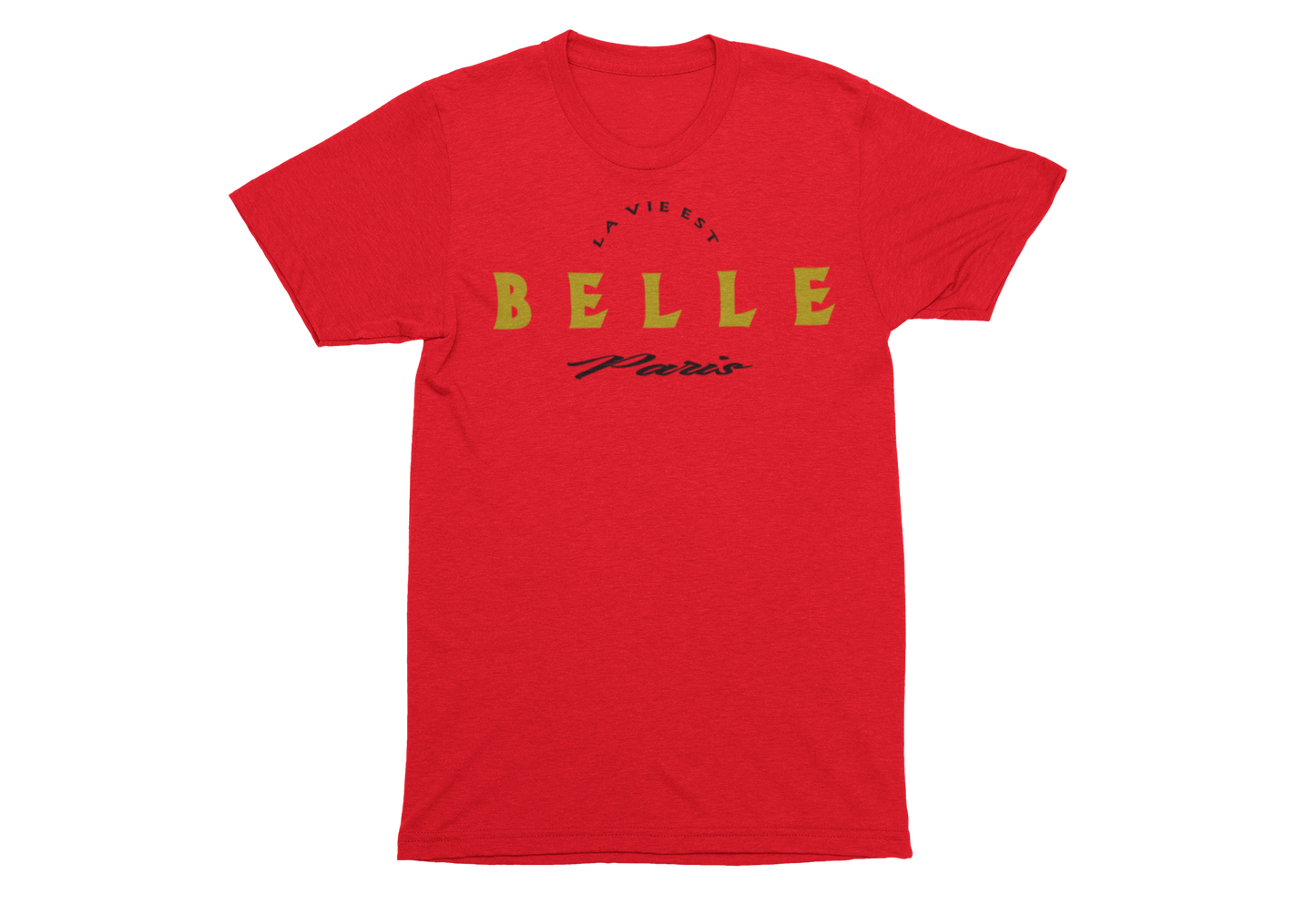 Red/Gold/Black Unisex La Vie Est Belle Short Sleeve T-Shirt image 0