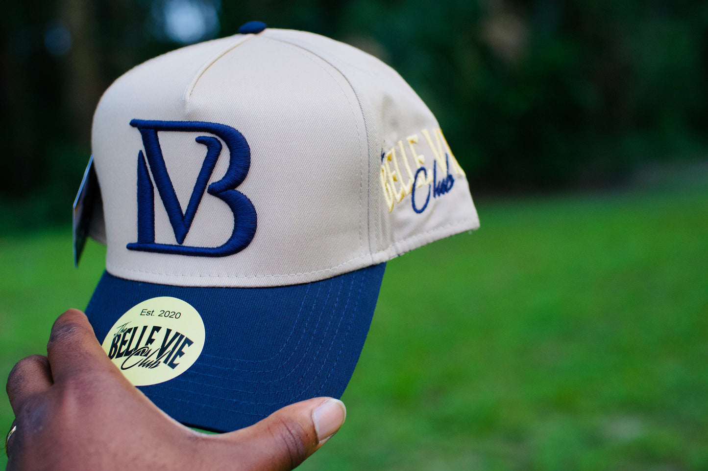 Khaki/Navy/Gold Big BV Baseball Hat image 2
