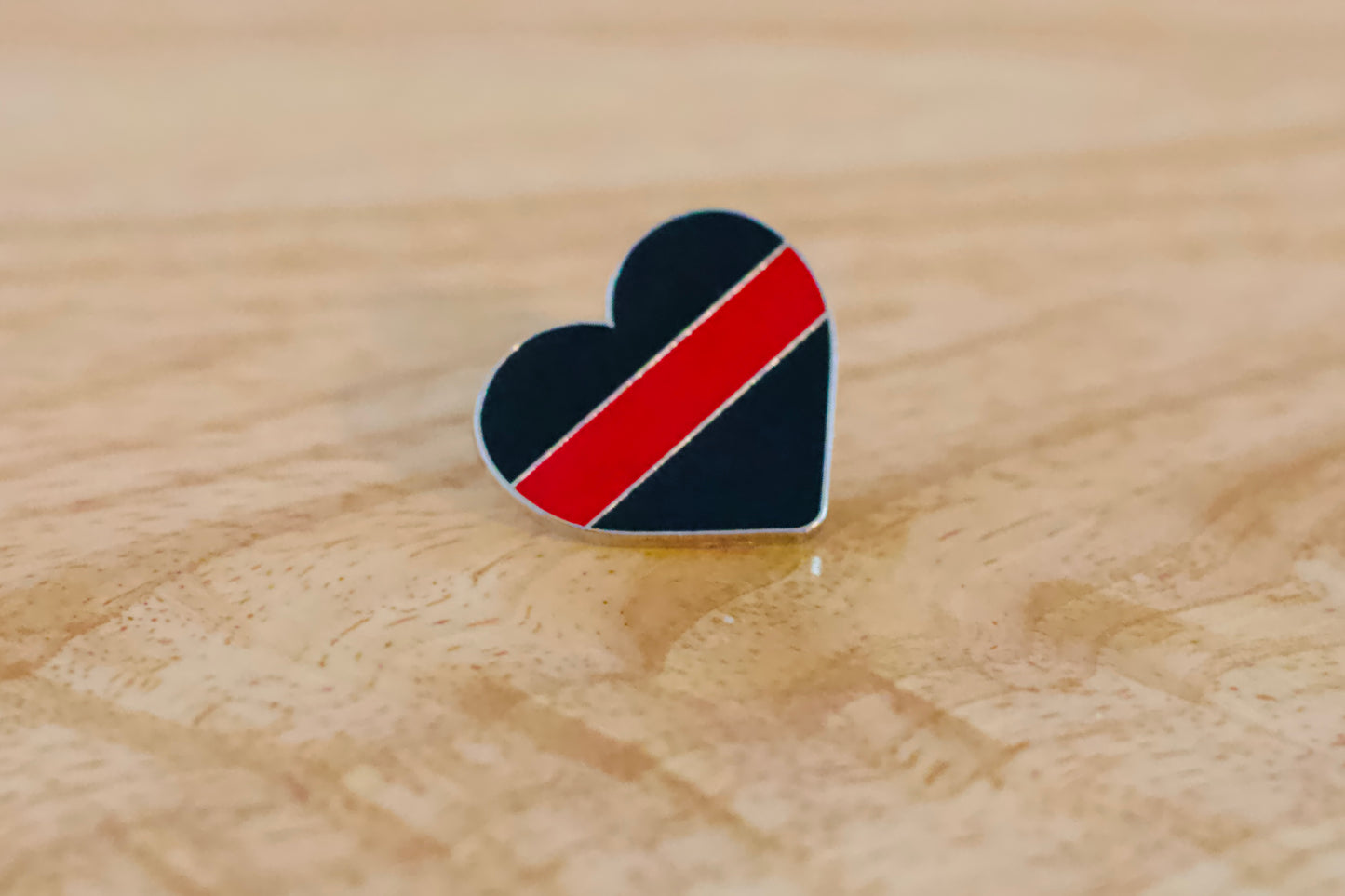 Thin Red Line Heart Hat Pin image 0