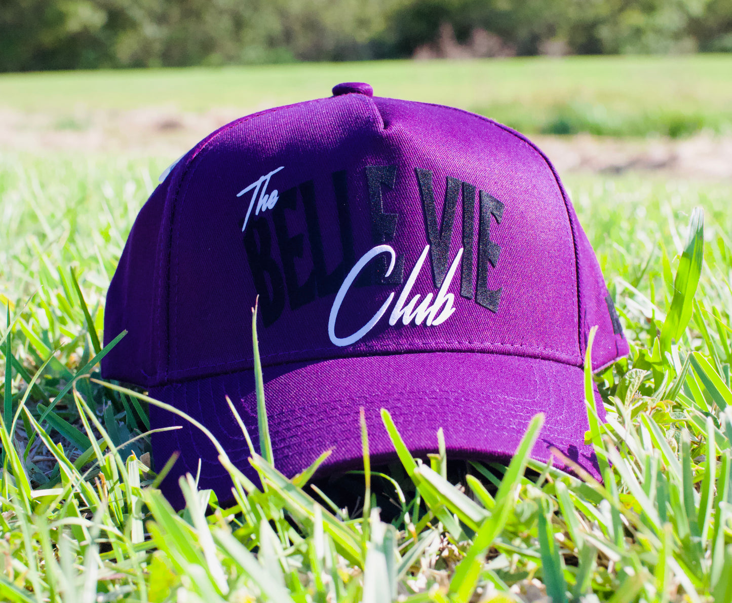 Purple/White/Black The Belle Vie Club 5 Panel Mid Profile Baseball Hat image 2
