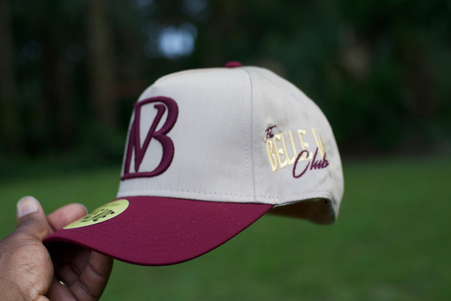 Khaki / Maroon / Gold Big BV Baseball Hat