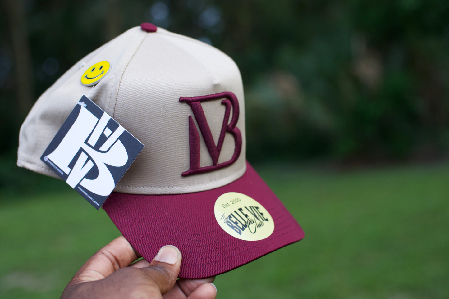 Khaki / Maroon / Gold Big BV Baseball Hat