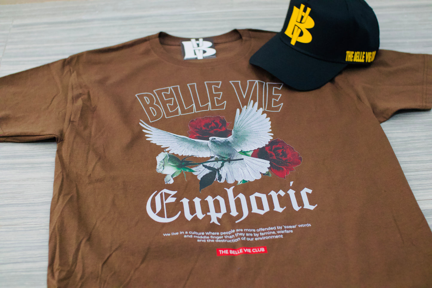 Brown Belle Vie Short Sleeve Euphoric Graphic T-Shirt image 0