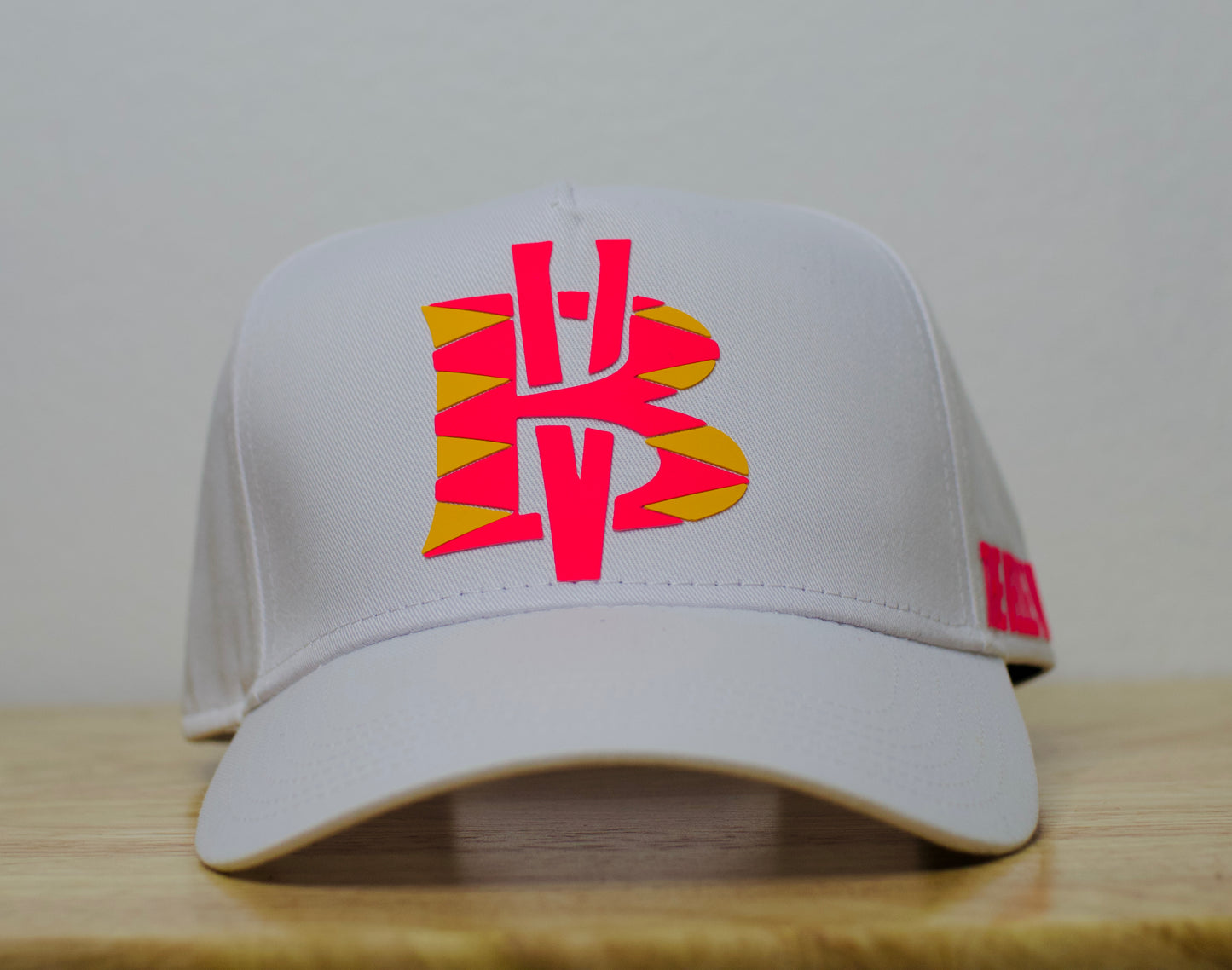 White/Pink/Yellow/ BV Baseball Hat image 1