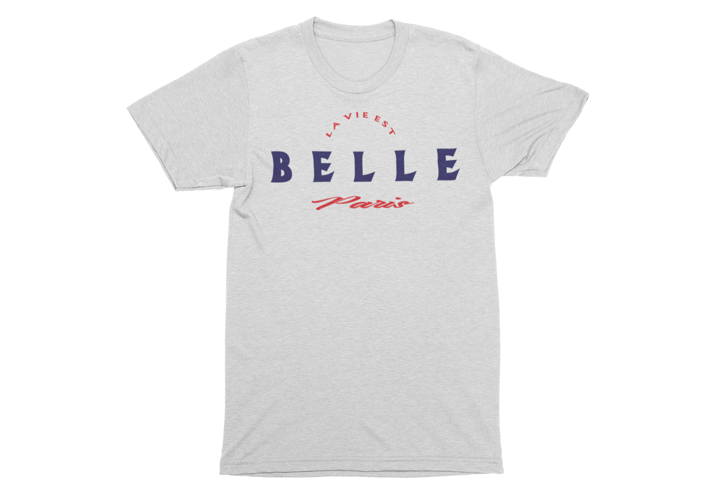 White/Navy/Red Unisex La Vie Est Belle Short Sleeve T-Shirt image 0