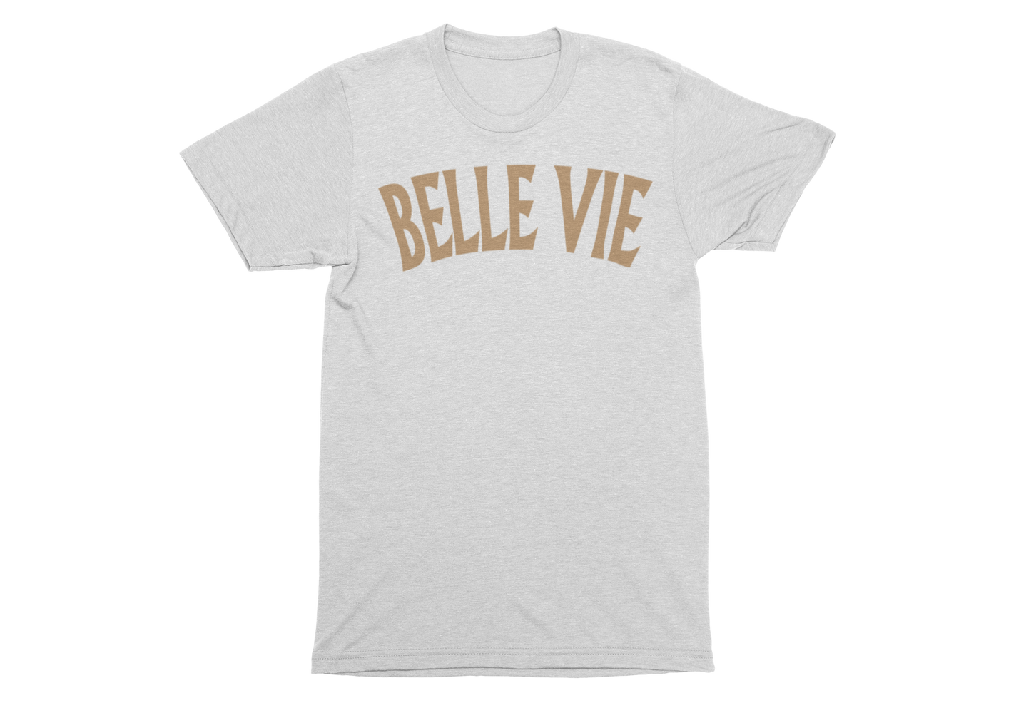 White/Khaki Unisex Belle Vie Short Sleeve T-Shirt image 0