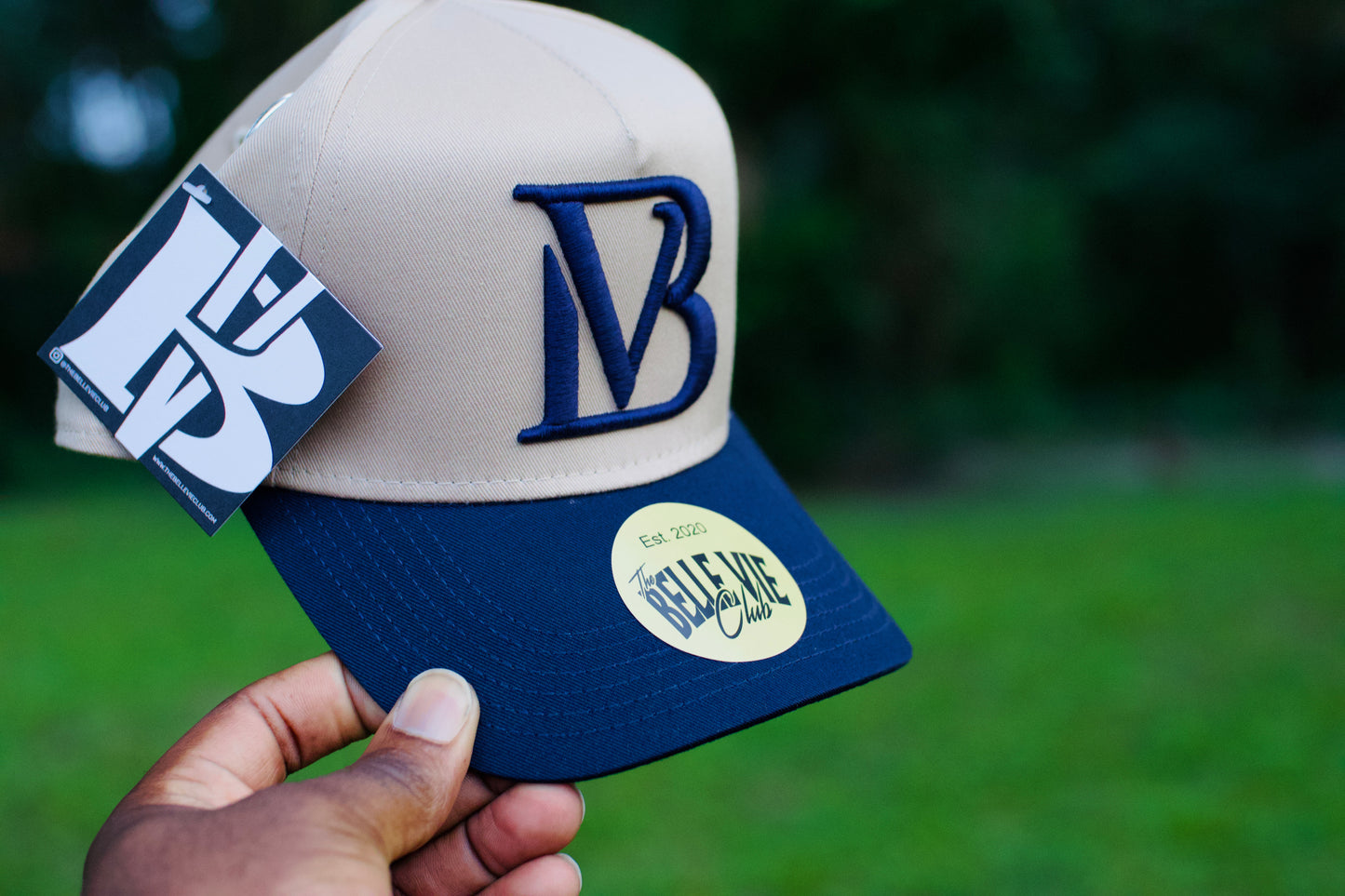 Khaki/Navy/Gold Big BV Baseball Hat image 1