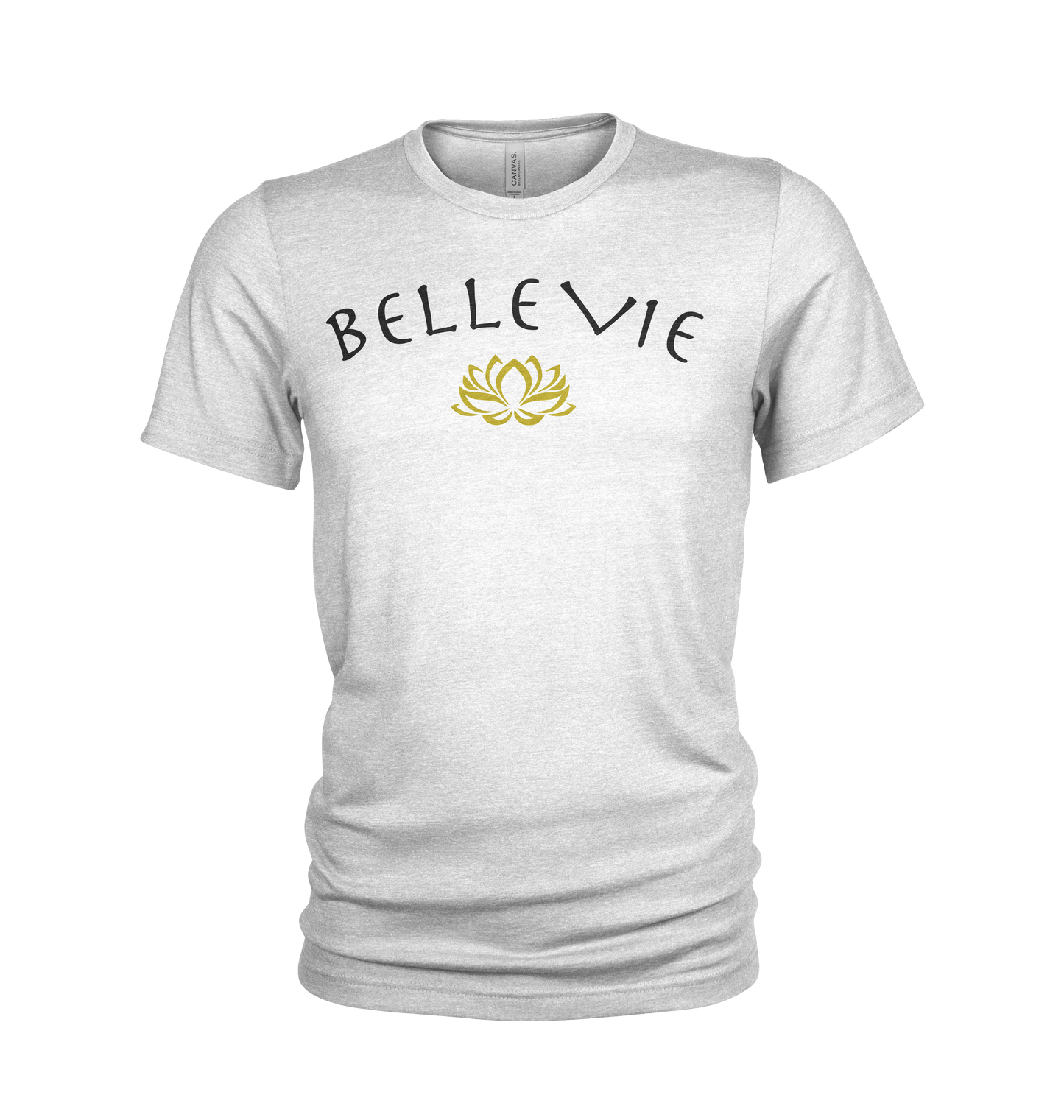 White/Black Unisex Lotus Flower Belle Vie Short Sleeve T-Shirt image 0