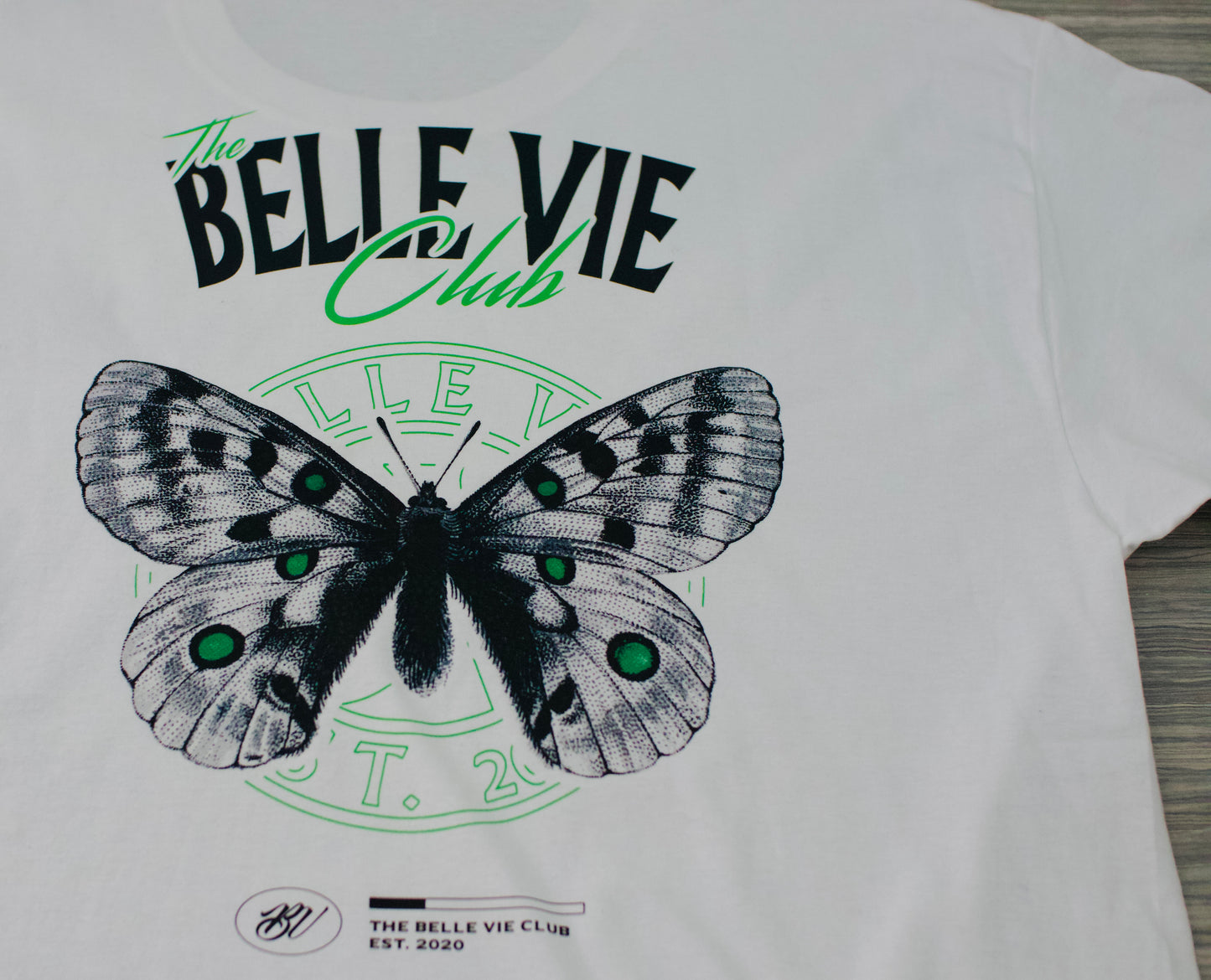 White Belle Vie Short Sleeve Butterfly Graphic T-Shirt image 2