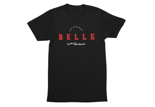 Black/Red/White Unisex La Vie Est Belle Short Sleeve T-Shirt image 0