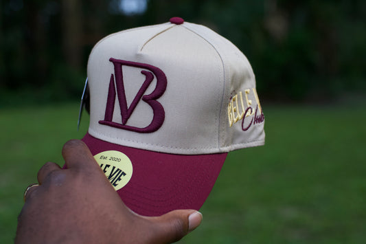 Khaki / Maroon / Gold Big BV Baseball Hat