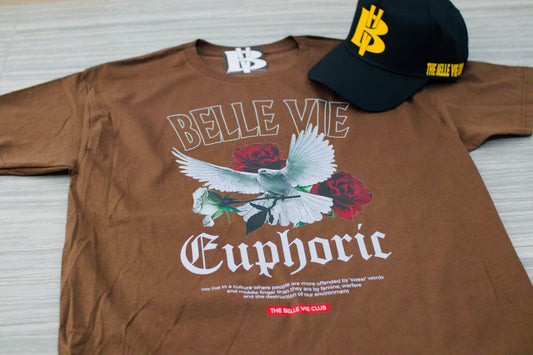 Brown Belle Vie Short Sleeve Euphoric Graphic T-Shirt image 0