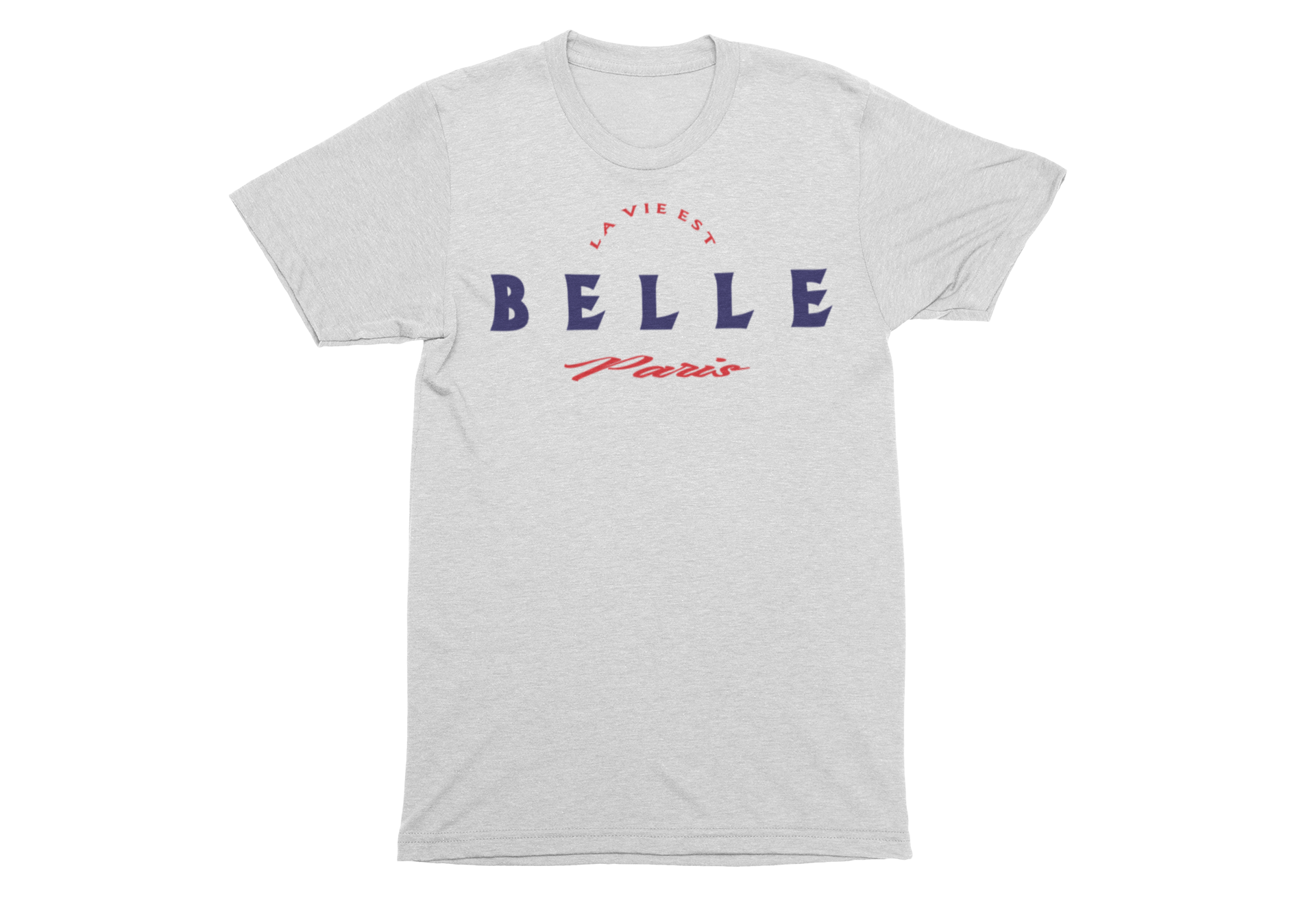 White/Navy/Red Unisex La Vie Est Belle Short Sleeve T-Shirt image 0