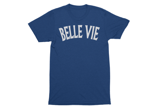 Navy Blue/White Unisex Belle Vie Short Sleeve T-Shirt image 0
